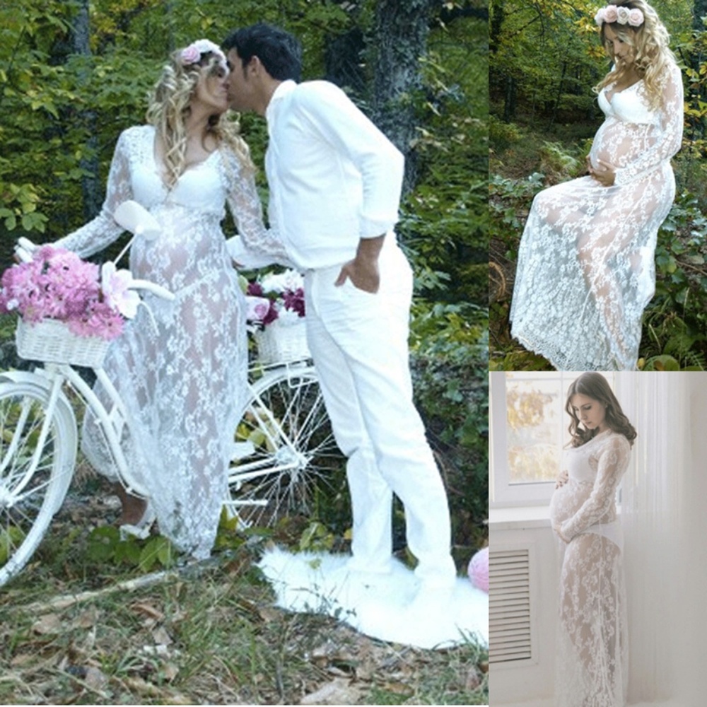 New Boho All Lace White Deep V Long Lingerie Dress - Picture 7 of 16